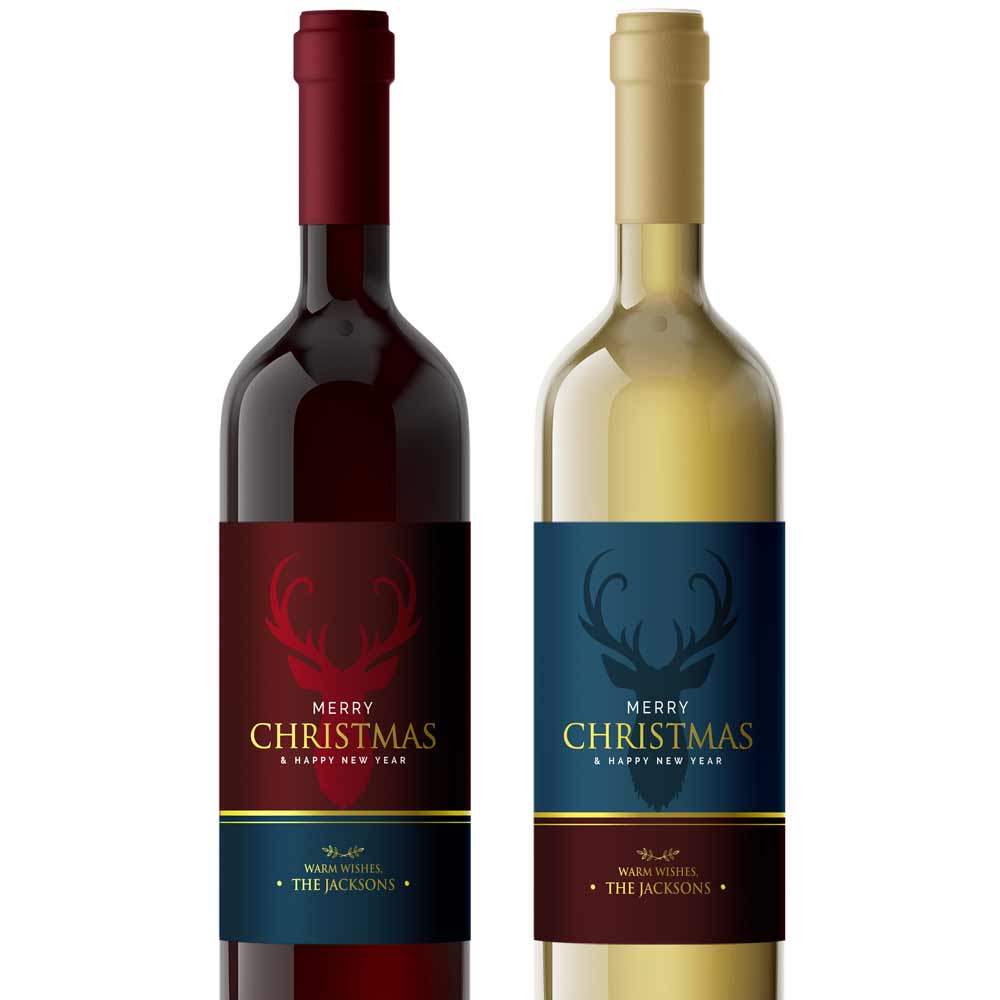 Elegant Merry Christmas & Happy New Year Custom Wine Bottle Label - XOXOKristen
