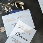 Elegant Vellum Wedding Invitations with Gold Foil - XOXOKristen