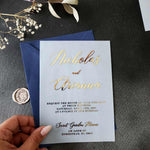 Elegant Vellum Wedding Invitations with Gold Foil - XOXOKristen
