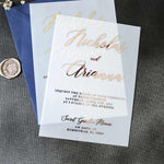 Elegant Vellum Wedding Invitations with Gold Foil - XOXOKristen