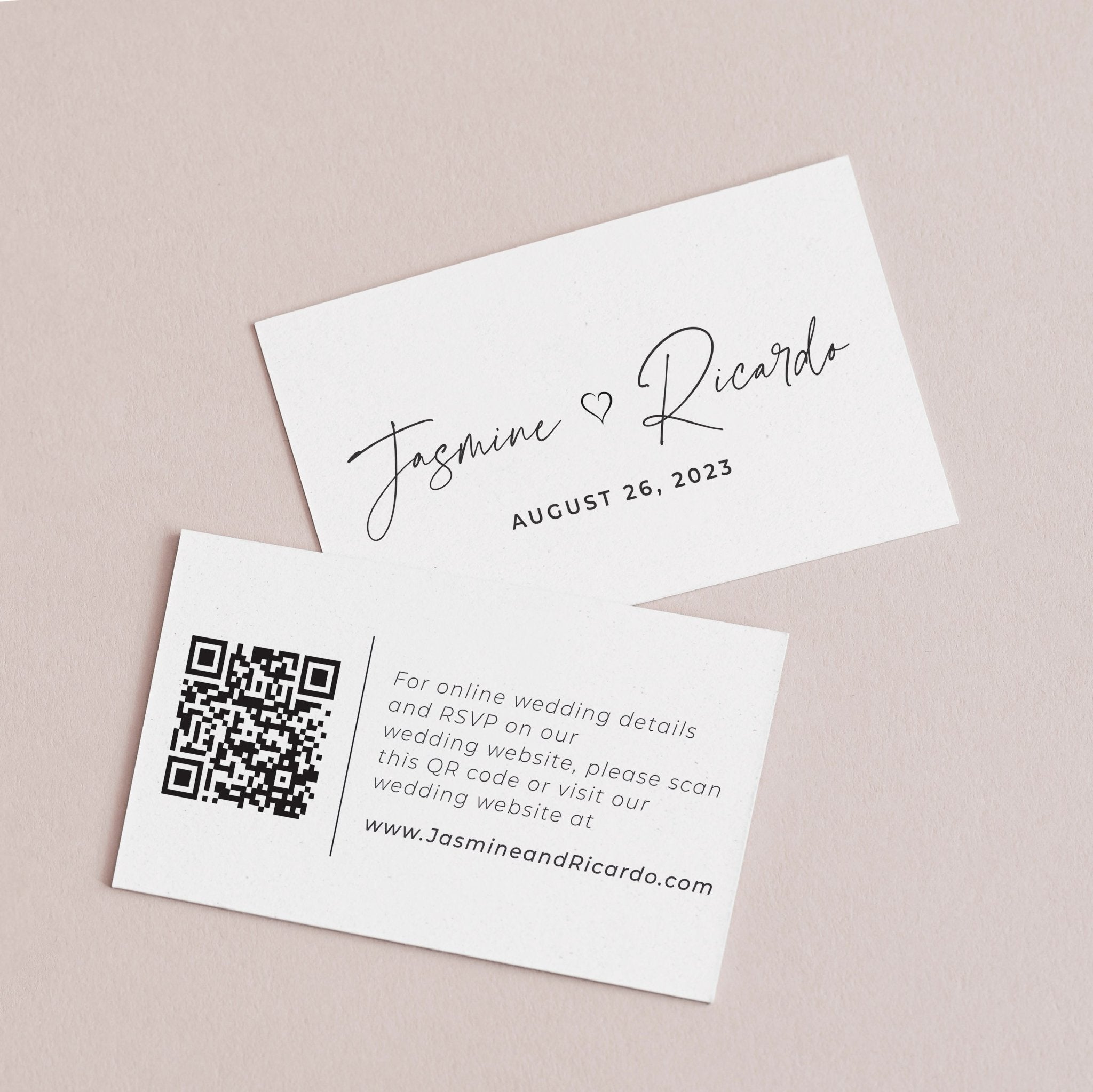 Elegant Wedding Website Card with QR Code - XOXOKristen