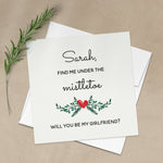 Find me Under the Mistletoe Girlfriend Proposal Card - XOXOKristen