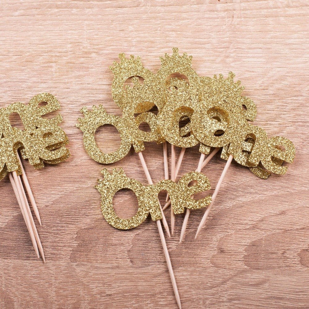 First Birthday One with Crown Cupcake Topper - XOXOKristen
