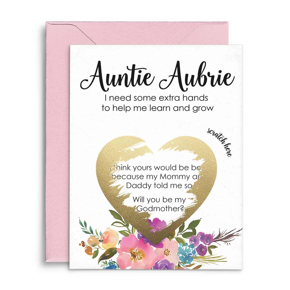 Flower Bouquet Will you be my Godmother Scratch - off Card - XOXOKristen