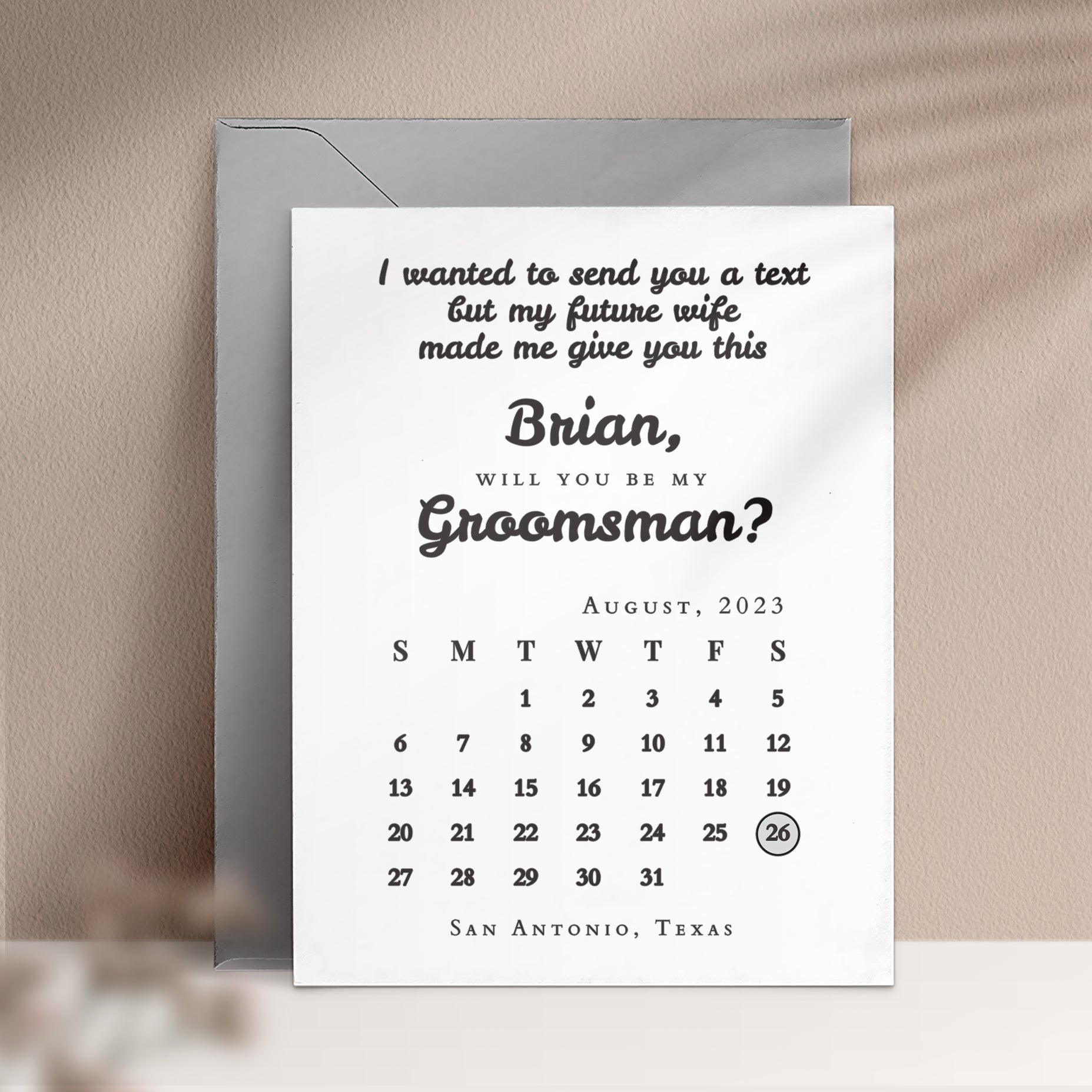 Funny Groomsmen Proposal Card - XOXOKristen