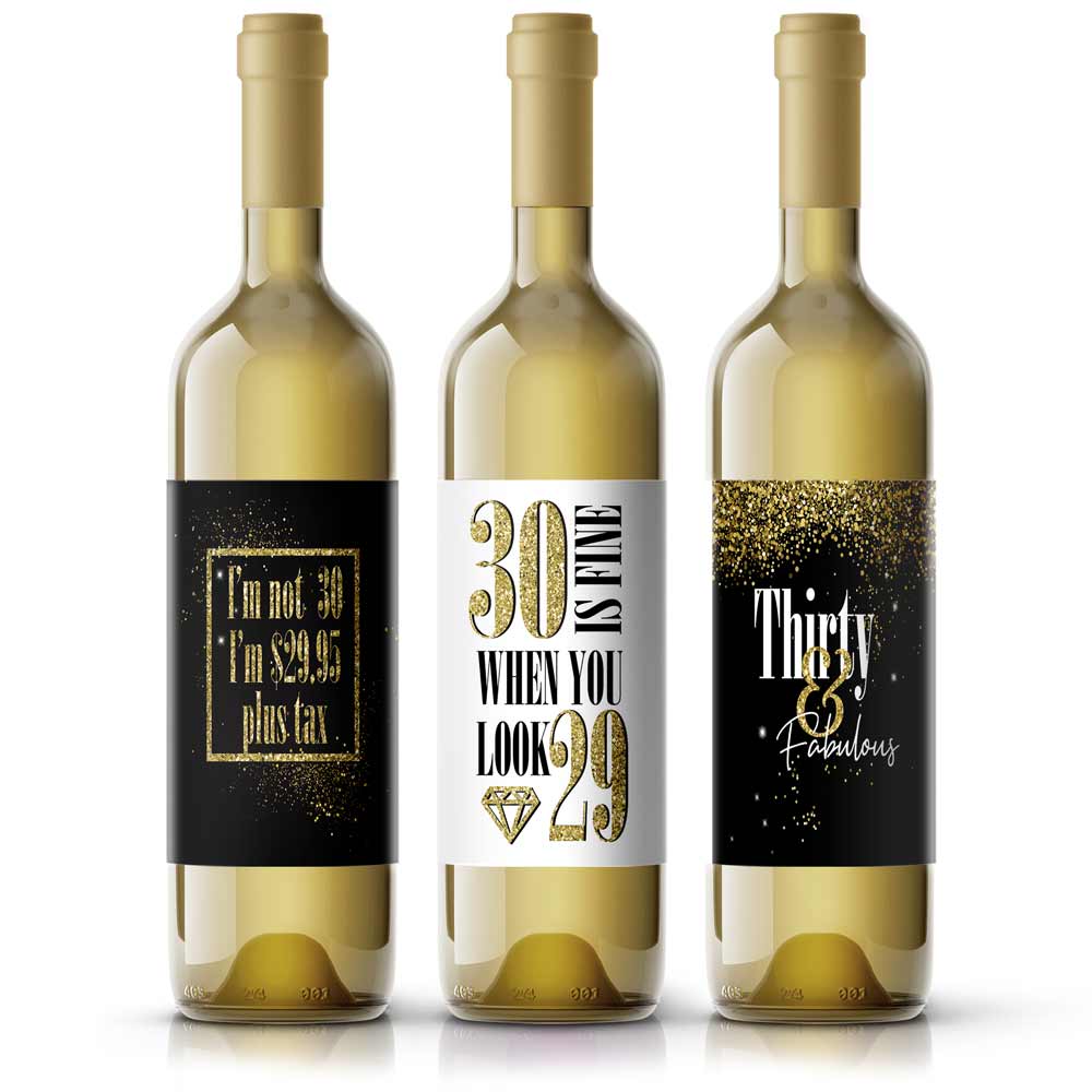 Funny Thirty Birthday Wine Labels - XOXOKristen