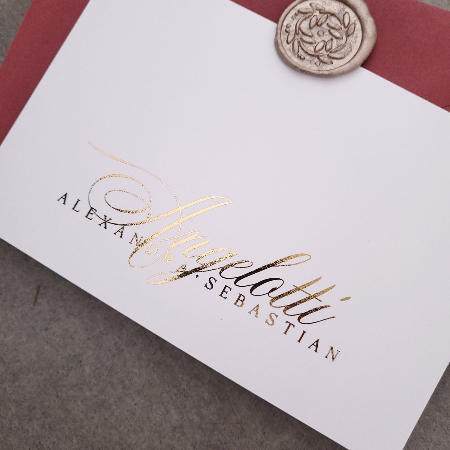 Gold Foiled Flat Wedding Stationery - XOXOKristen
