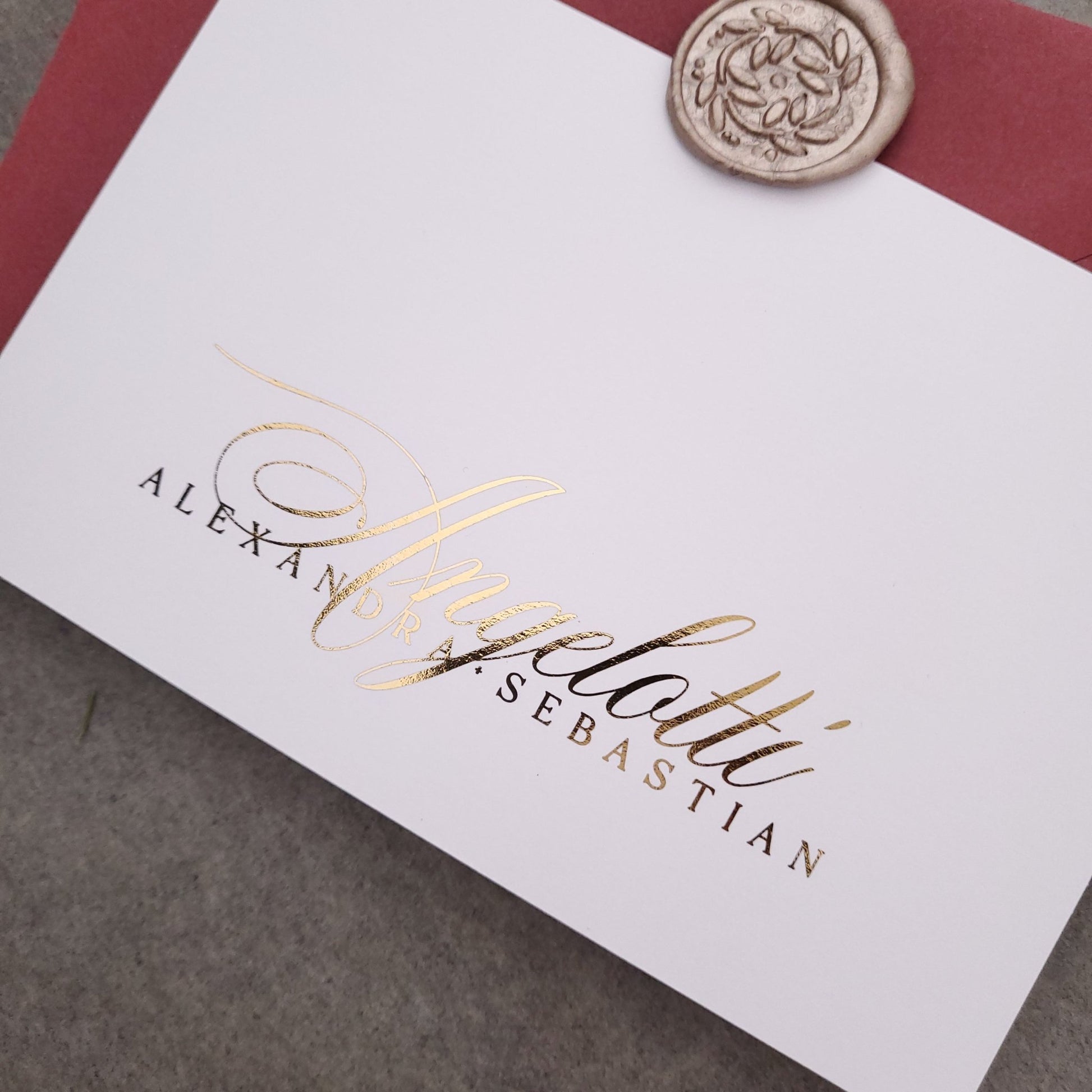 Gold Foiled Flat Wedding Stationery - XOXOKristen