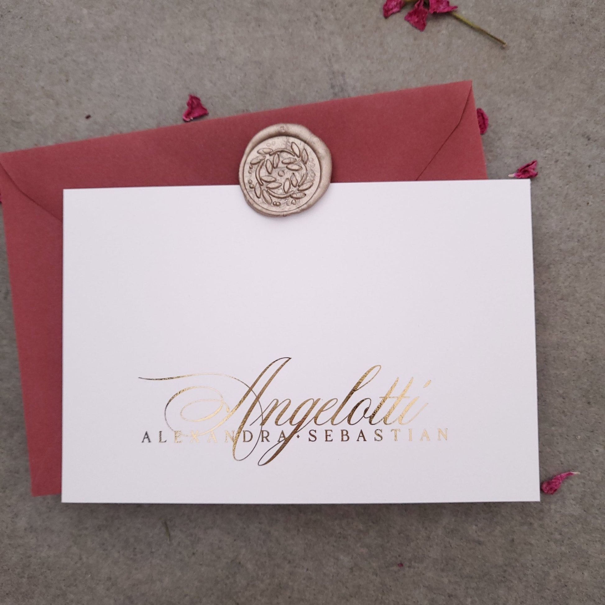Gold Foiled Flat Wedding Stationery - XOXOKristen