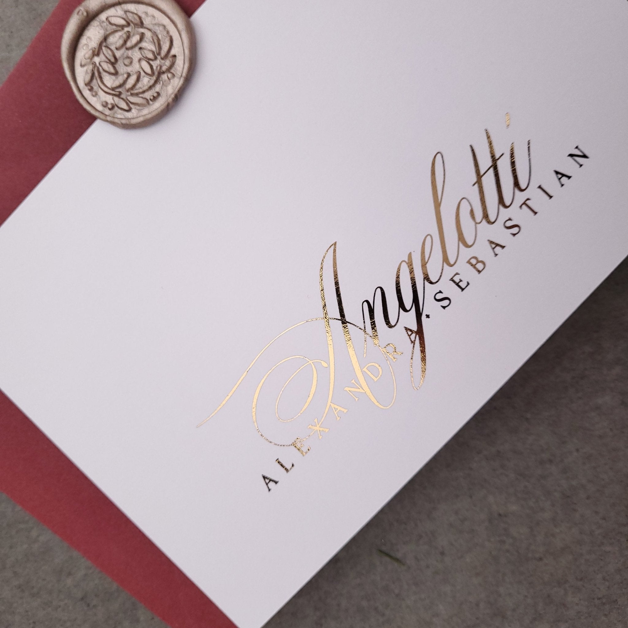Gold Foiled Flat Wedding Stationery - XOXOKristen