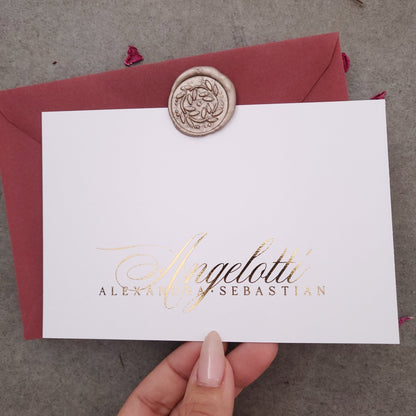 Gold Foiled Flat Wedding Stationery - XOXOKristen