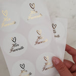 Gold Foiled Her Favorites and His Favorites Labels - XOXOKristen