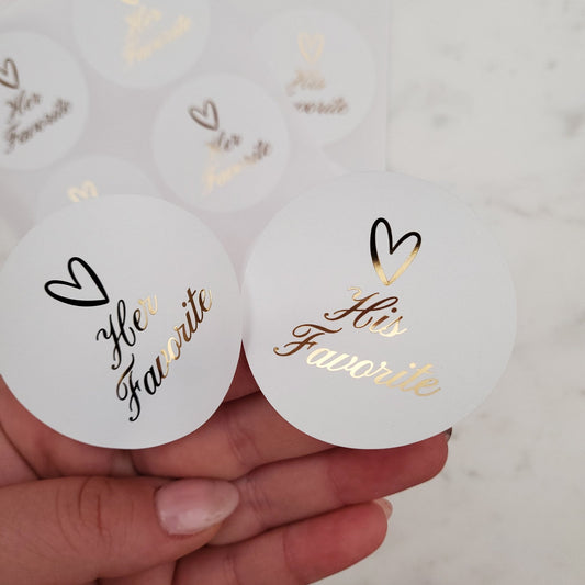 Gold Foiled Her Favorites and His Favorites Labels - XOXOKristen