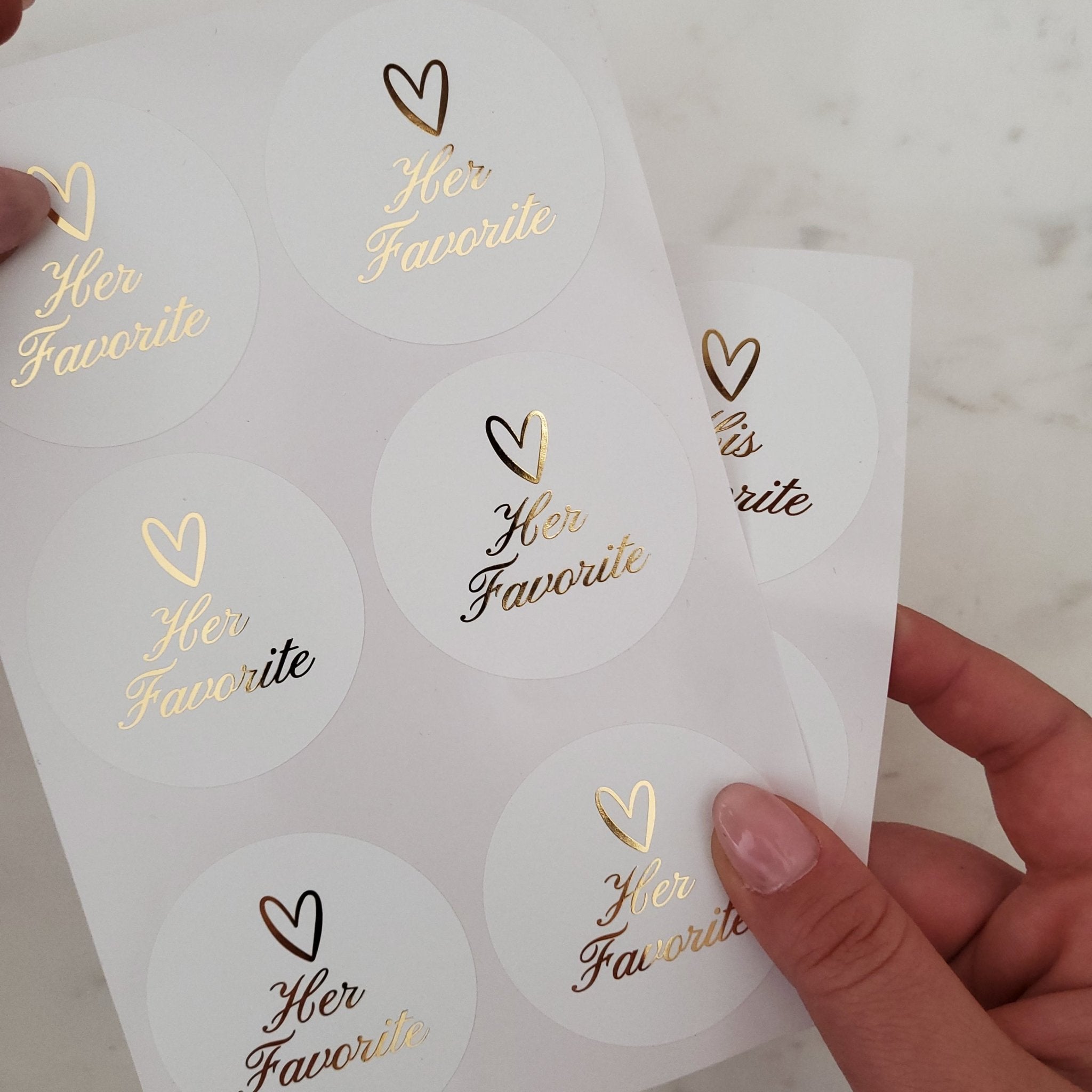 Gold Foiled Her Favorites and His Favorites Labels - XOXOKristen