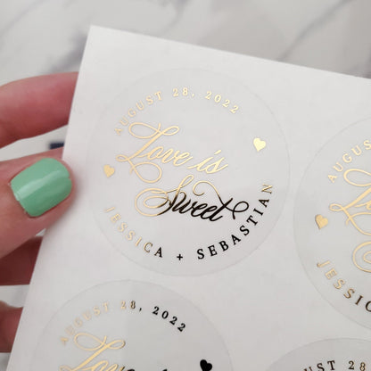 Gold Foiled Love is Sweet Wedding Labels - XOXOKristen