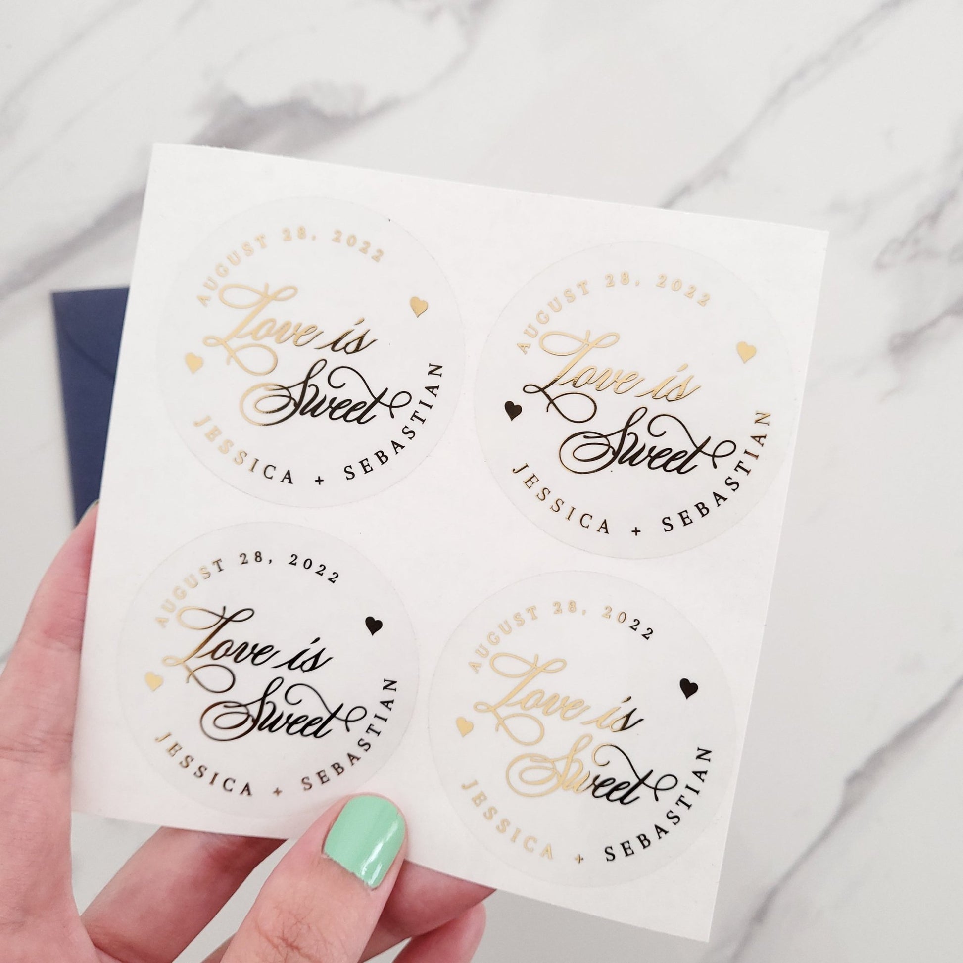 Gold Foiled Love is Sweet Wedding Labels - XOXOKristen