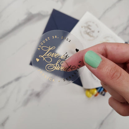 Gold Foiled Love is Sweet Wedding Labels - XOXOKristen