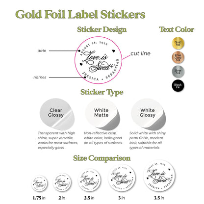 Gold Foiled Love is Sweet Wedding Labels - XOXOKristen