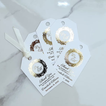 Gold Foiled Monogram Thank you Wedding Tags - XOXOKristen