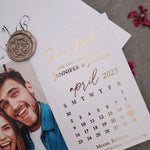 Gold Foiled Save the Date Card with Photo and Calendar - XOXOKristen