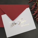 Gold Foiled To my In - laws on my Wedding Day Note Card - XOXOKristen