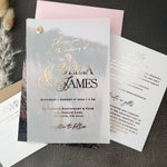 Gold Foiled Vellum Wedding Invitations with RSVP Cards - XOXOKristen