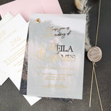 Gold Foiled Vellum Wedding Invitations with RSVP Cards - XOXOKristen