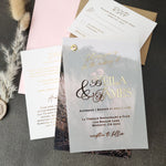 Gold Foiled Vellum Wedding Invitations with RSVP Cards - XOXOKristen