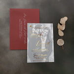 Gold Foiled Wedding Invitation with Vellum and Picture - XOXOKristen