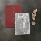 Gold Foiled Wedding Invitation with Vellum and Picture - XOXOKristen