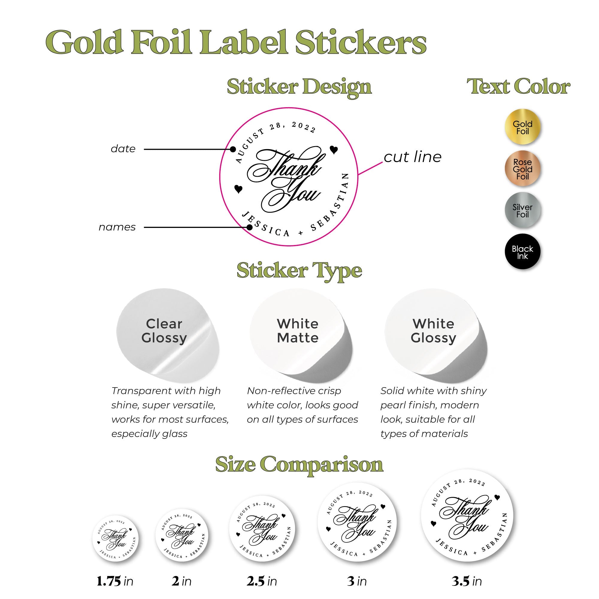 Gold Foiled Wedding Thank you Favor Labels - XOXOKristen