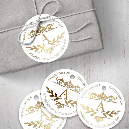 Gold Ornaments Baptism Favor Tags - XOXOKristen