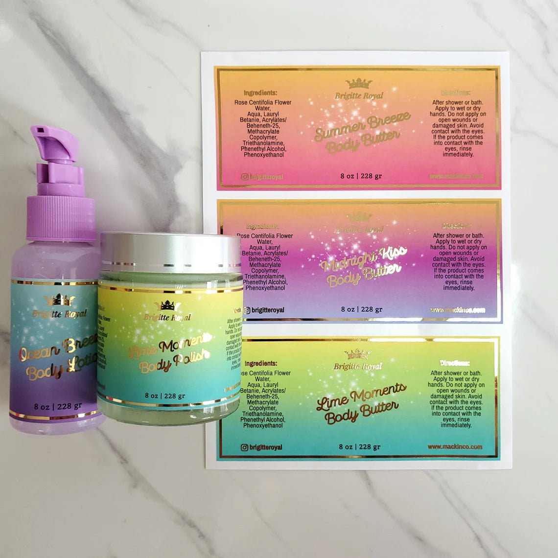 Gradient Gold Foiled Custom Labels - XOXOKristen