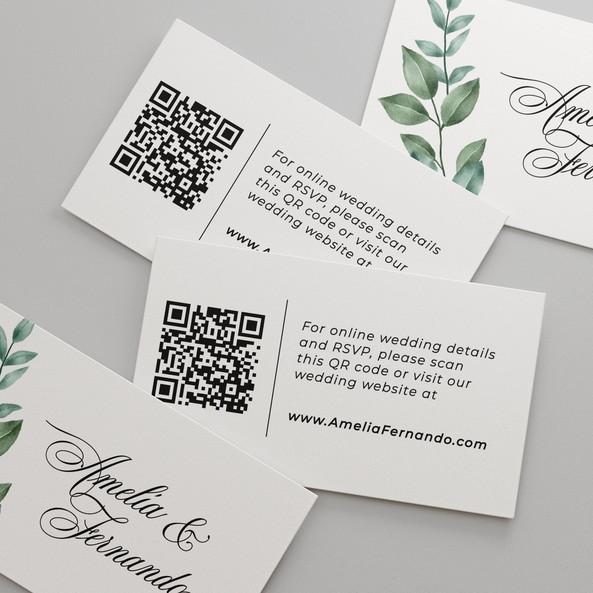 Greenery Wedding QR Website Card - XOXOKristen