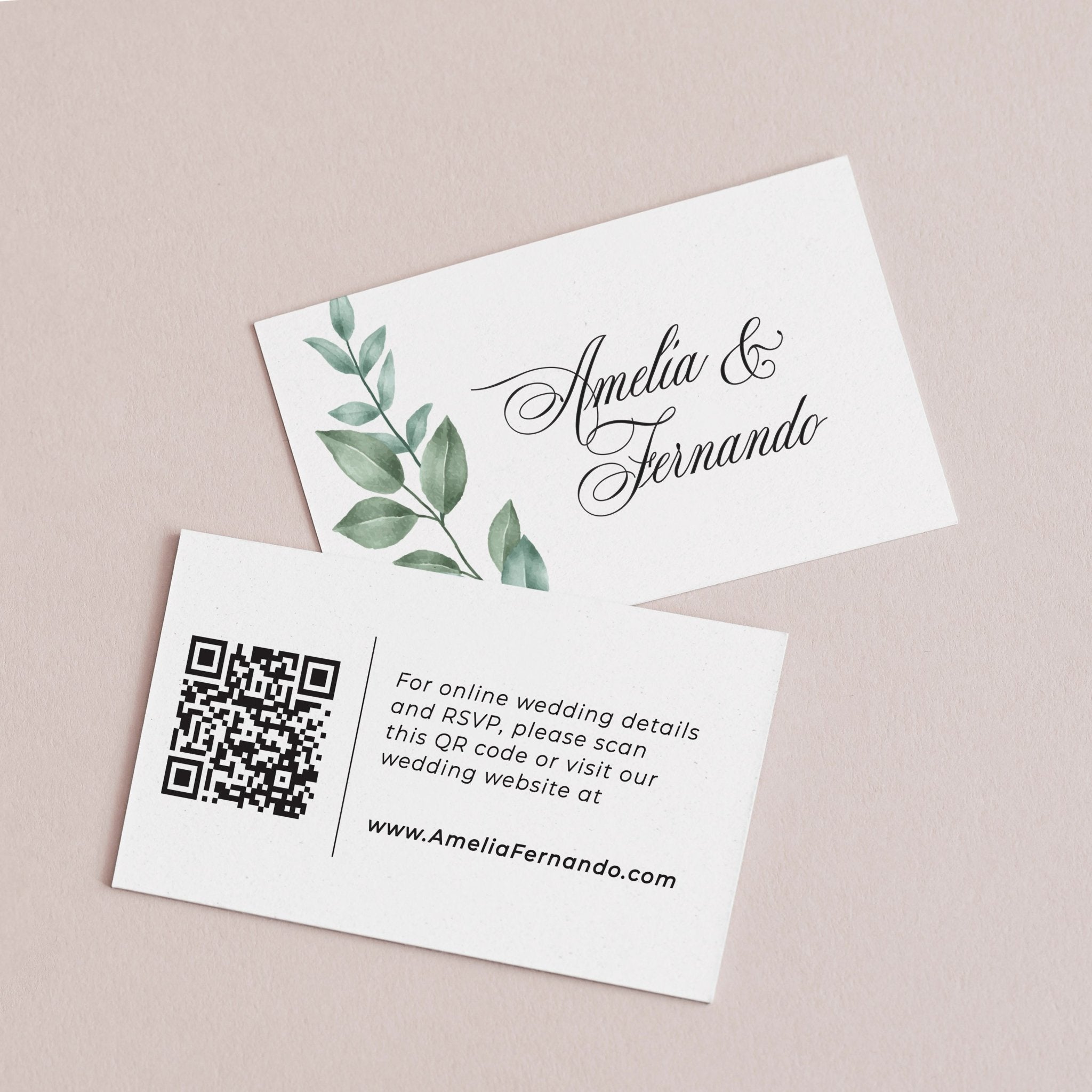 Greenery Wedding QR Website Card - XOXOKristen