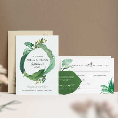 greenery wedding invitation suite 