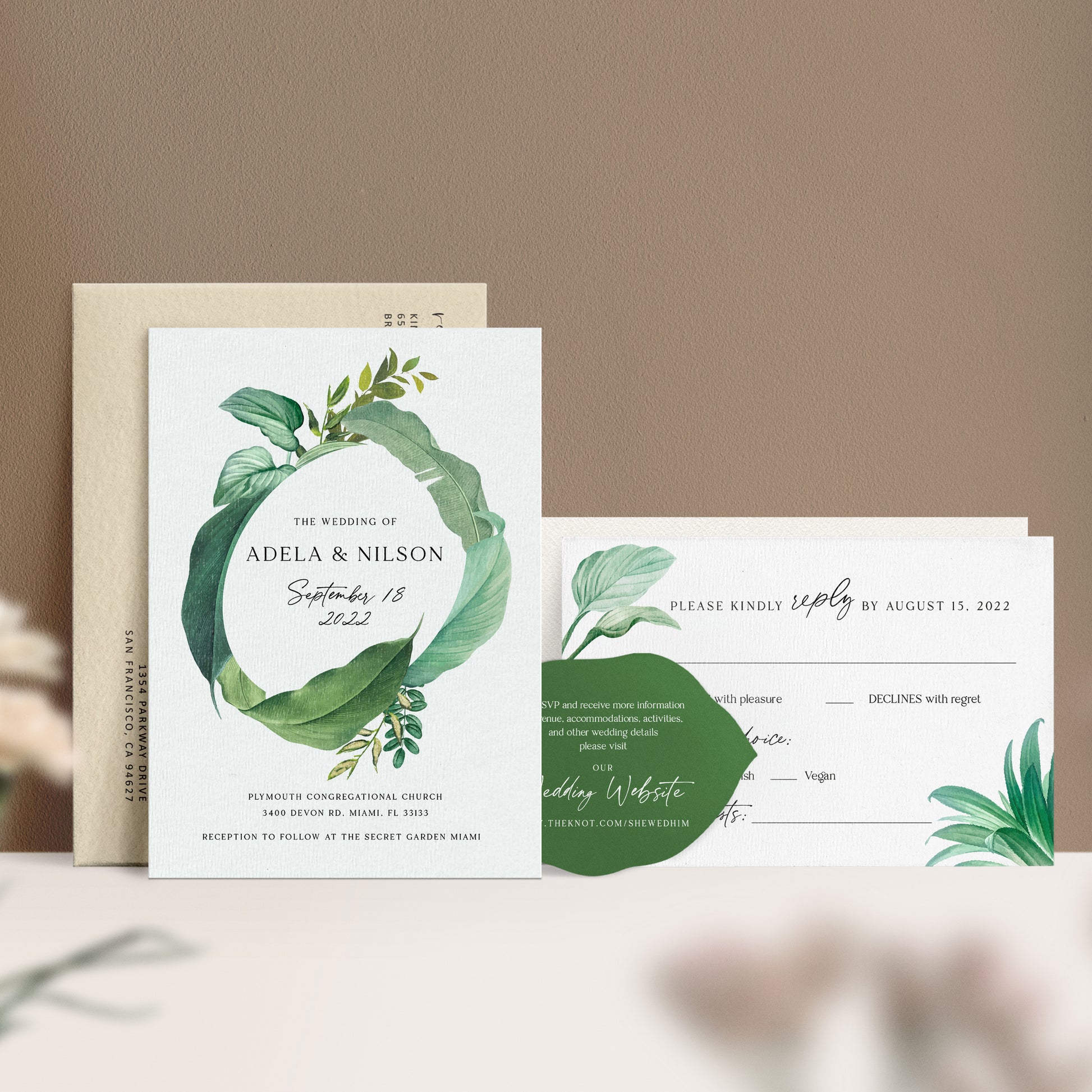 greenery wedding invitation suite 