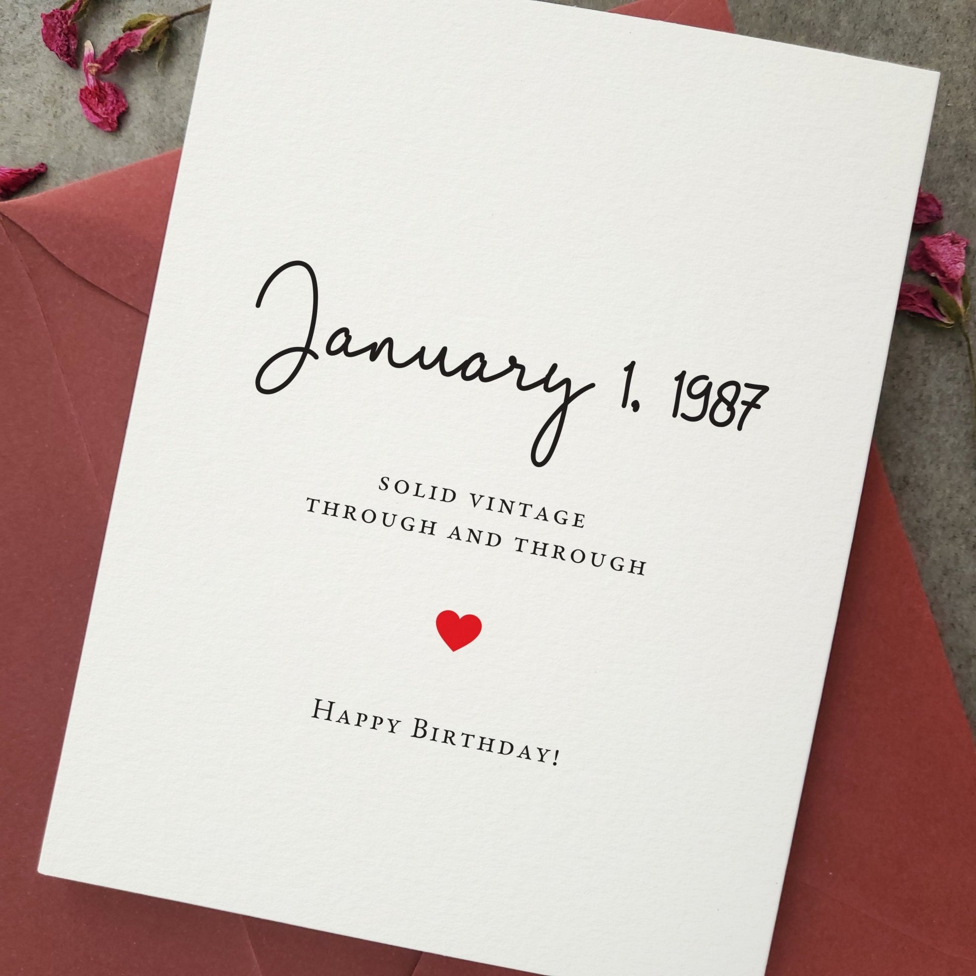 Happy Birthday Card with Date of Birth - XOXOKristen