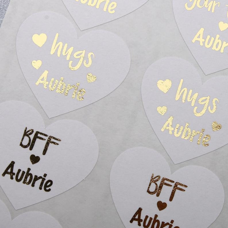 Hugs & Kisses Heart - shaped Custom Labels - XOXOKristen