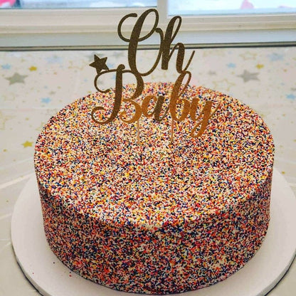 Oh baby birthday, baby shower, baptism or christening cake topper. Gold glitter – XOXOKristen