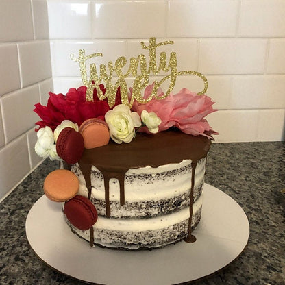 Twenty one birthday cake topper. Gorgeous gold glittered decoration -XOXOKristen