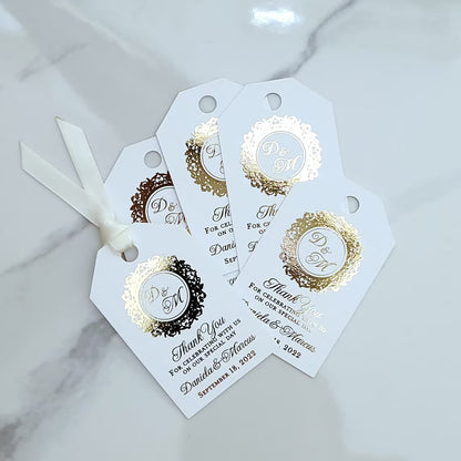 monogram gold foiled tags - XOXOKristen