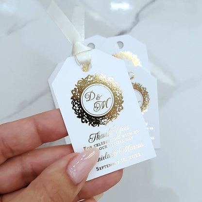 monogram gold foiled tags - XOXOKristen
