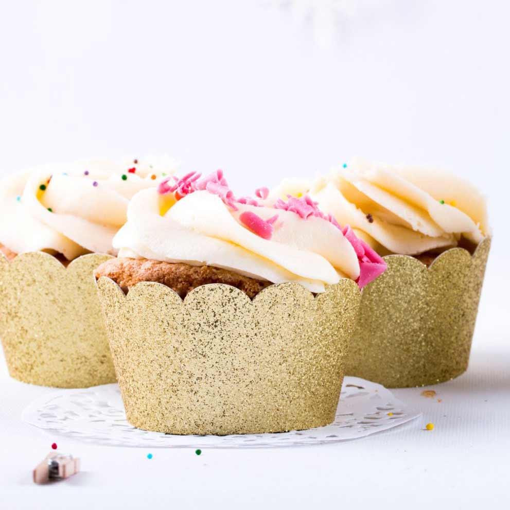 Gold glittered cupcake wraps - XOXOKristen