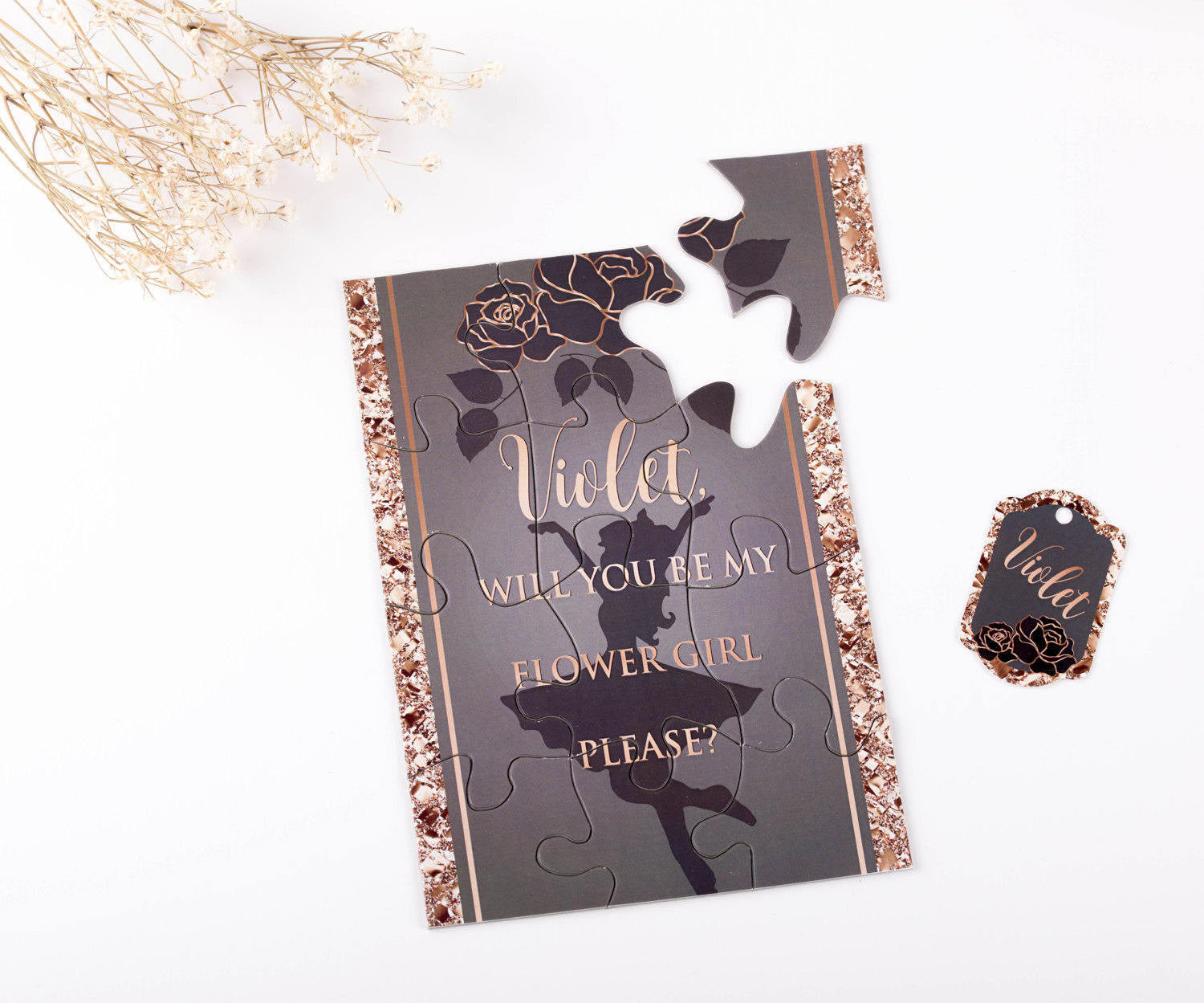 Will you be my bridesmaid violet puzzle proposal - XOXOKristen