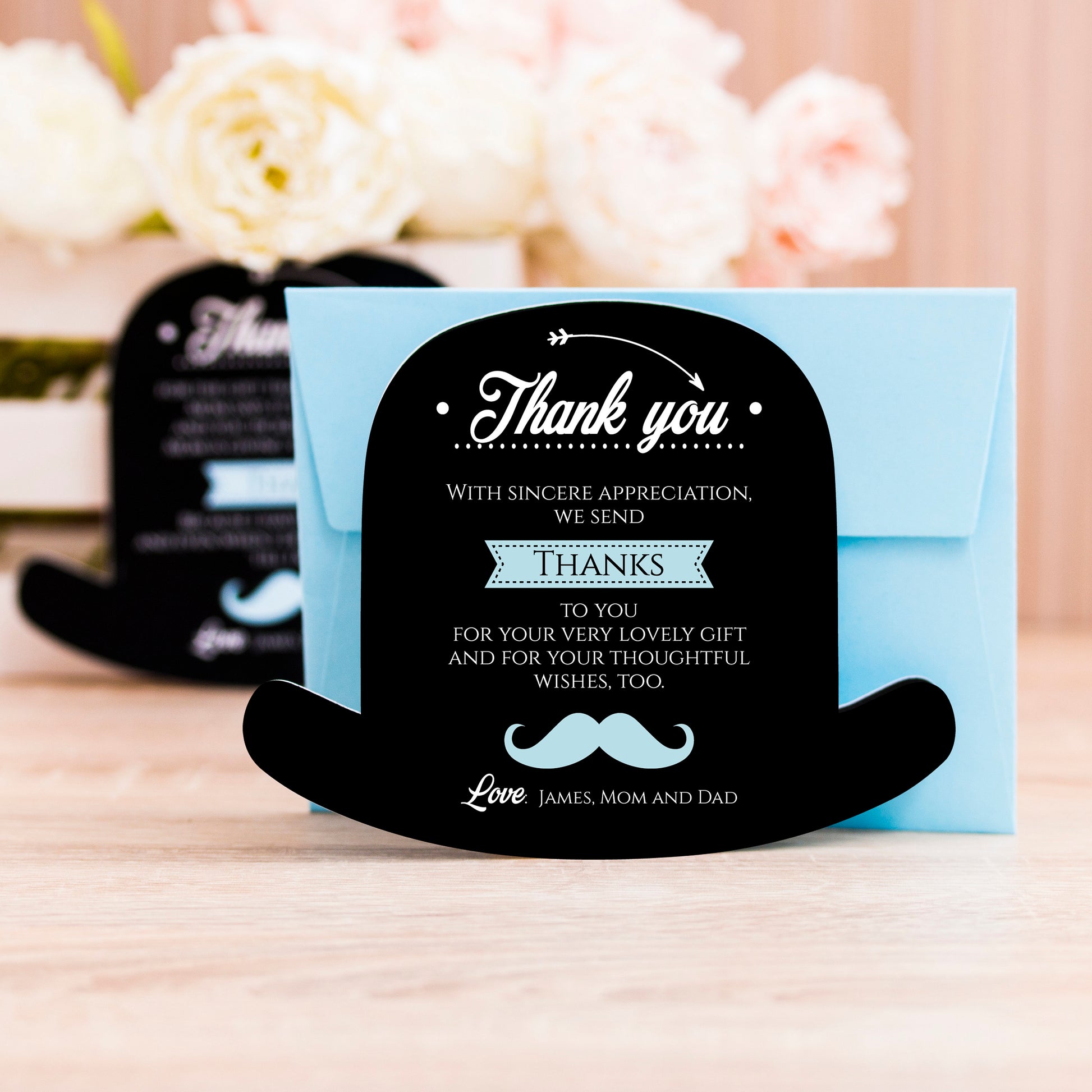 Little man themed birthday thank you card -  XOXOKristen