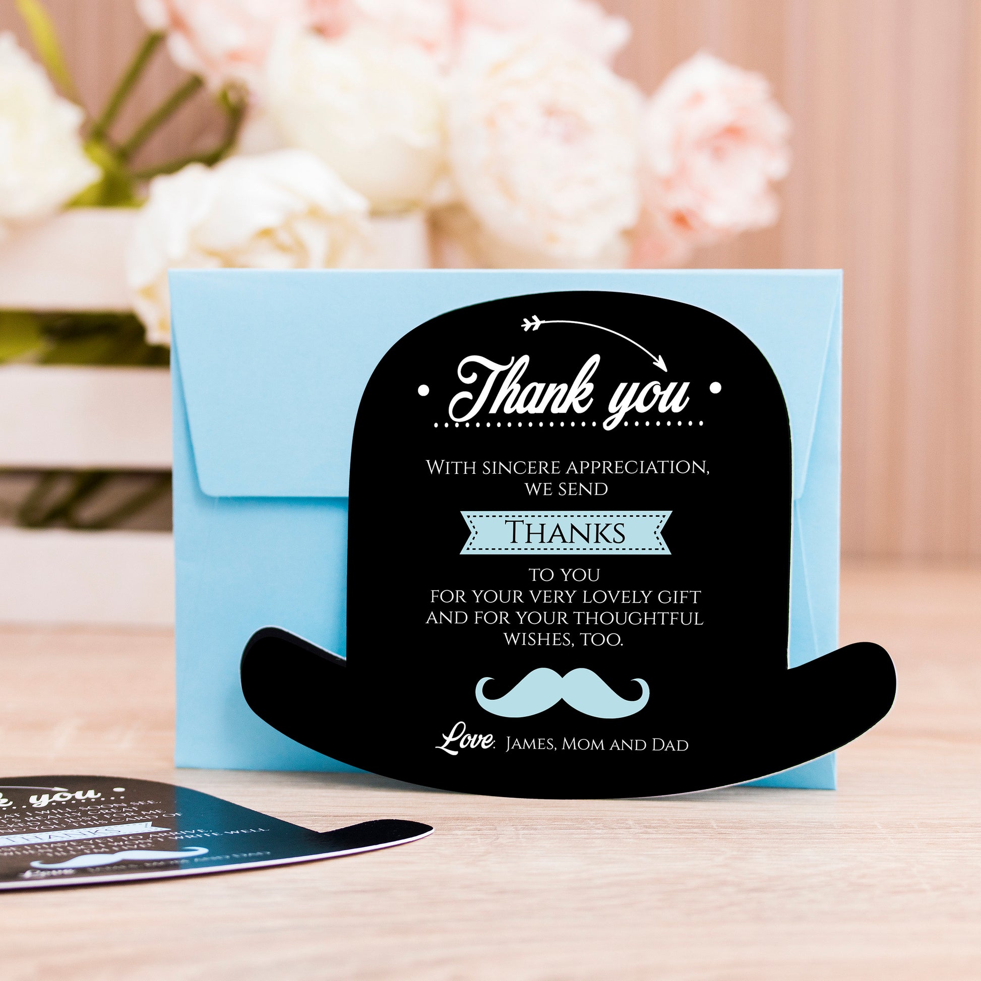 Little man themed birthday thank you card -  XOXOKristen