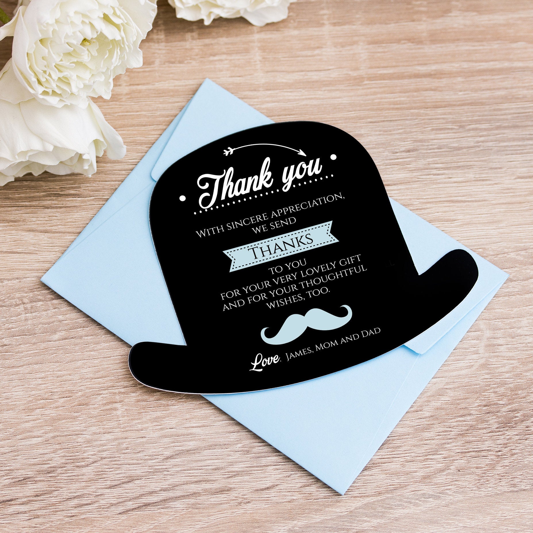 Little man themed birthday thank you card -  XOXOKristen