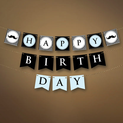 First birthday Little man themed party Happy Birthday banner -  XOXOKristen