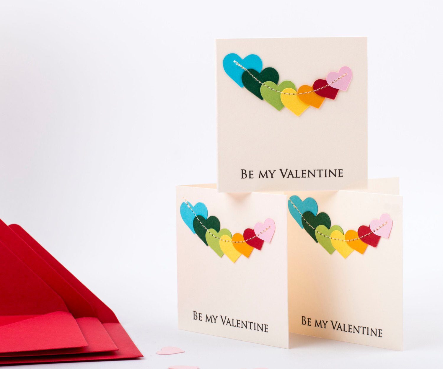 Set of 12 Valentine's day cards for school with colorful hearts -  XOXOKristen